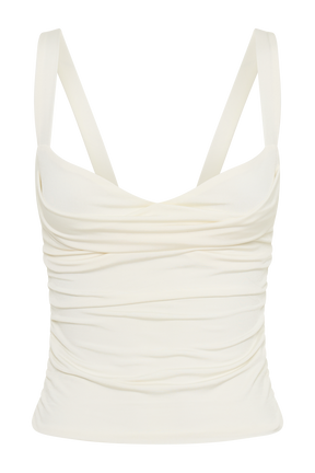 Hailey Slinky Long Line Sweetheart Top - Ivory