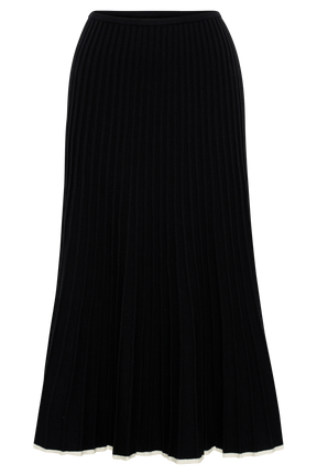 Jolene Contrast Rib Knit Midi Skirt - Black