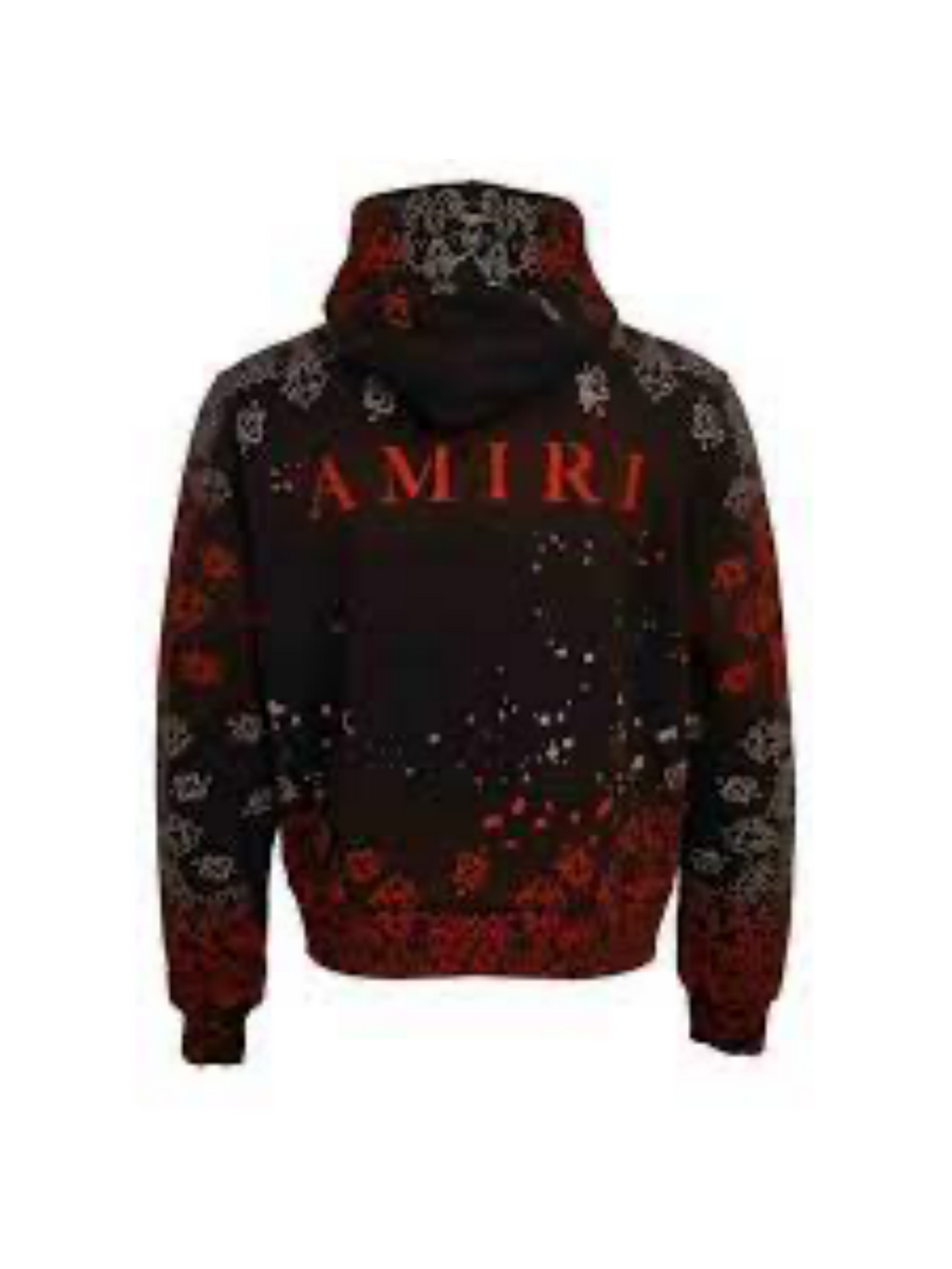 AMIRI BANDANA BLEACH HOODIE RED / GREY