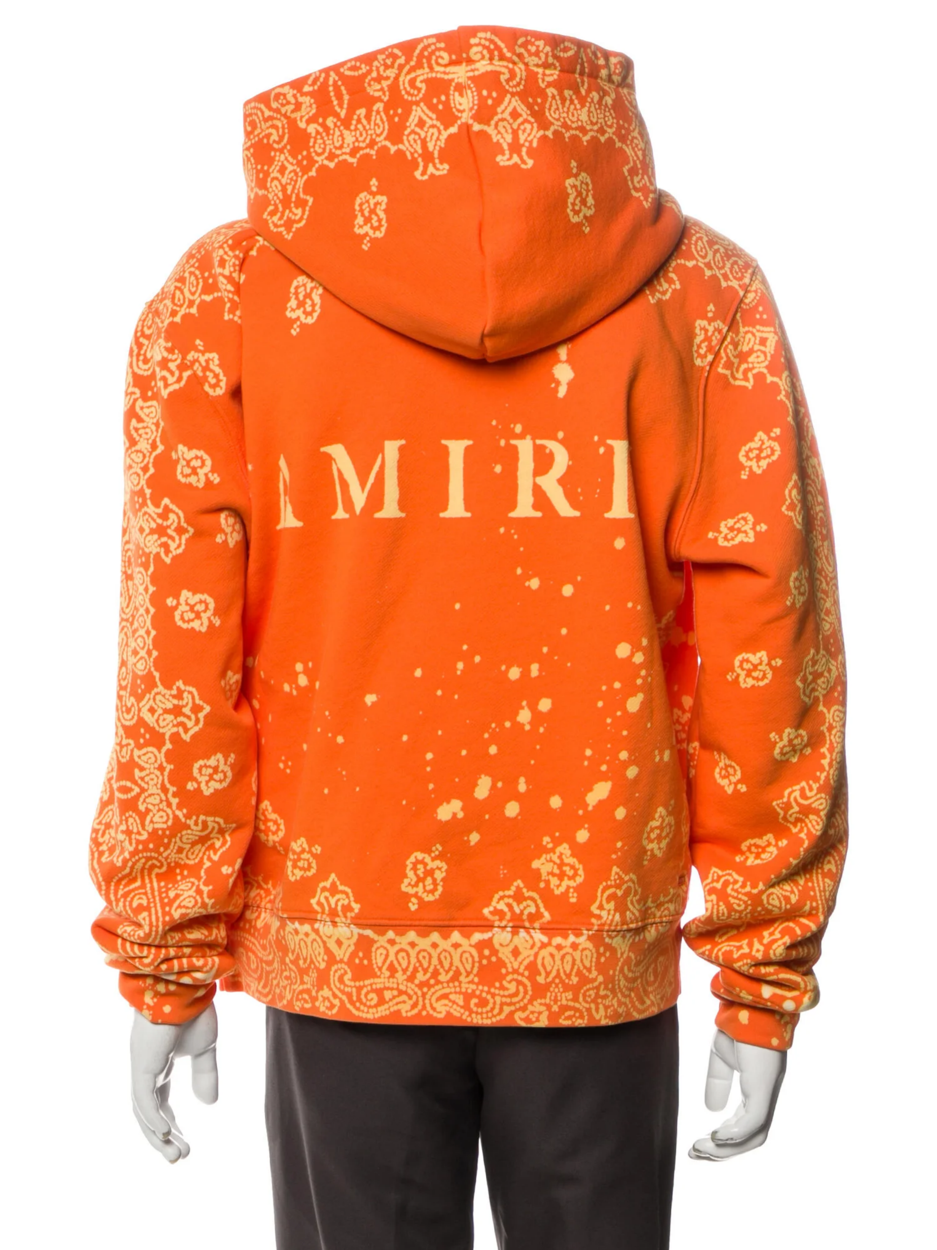 AMIRI BANDANA BLEACH HOODIE ORANGE