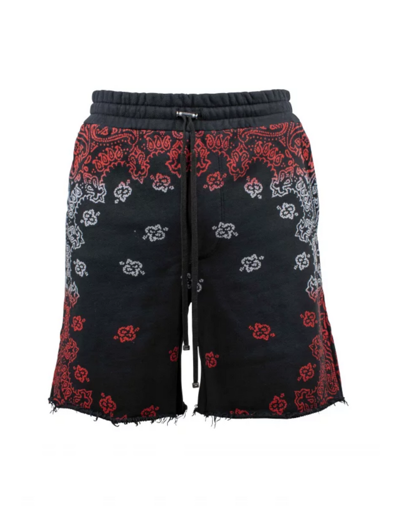 AMIRI BANDANA BLEACH SHORTS RED / WHITE