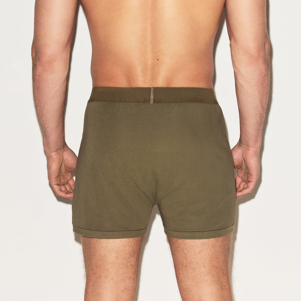 SKIMS COTTON MENS KNIT BOXER | ARMY