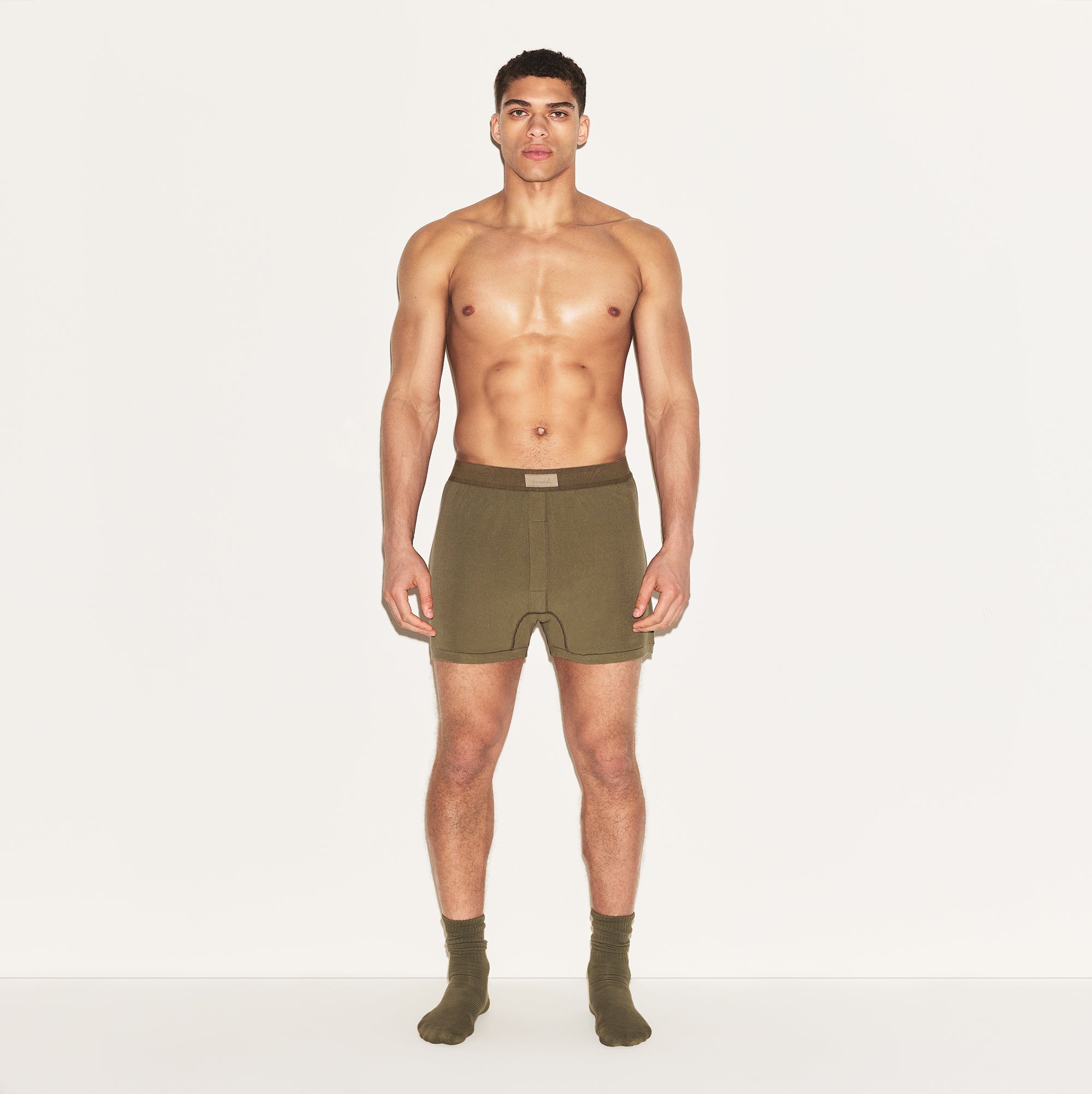 SKIMS COTTON MENS KNIT BOXER 3-PACK | ARMY MULTI