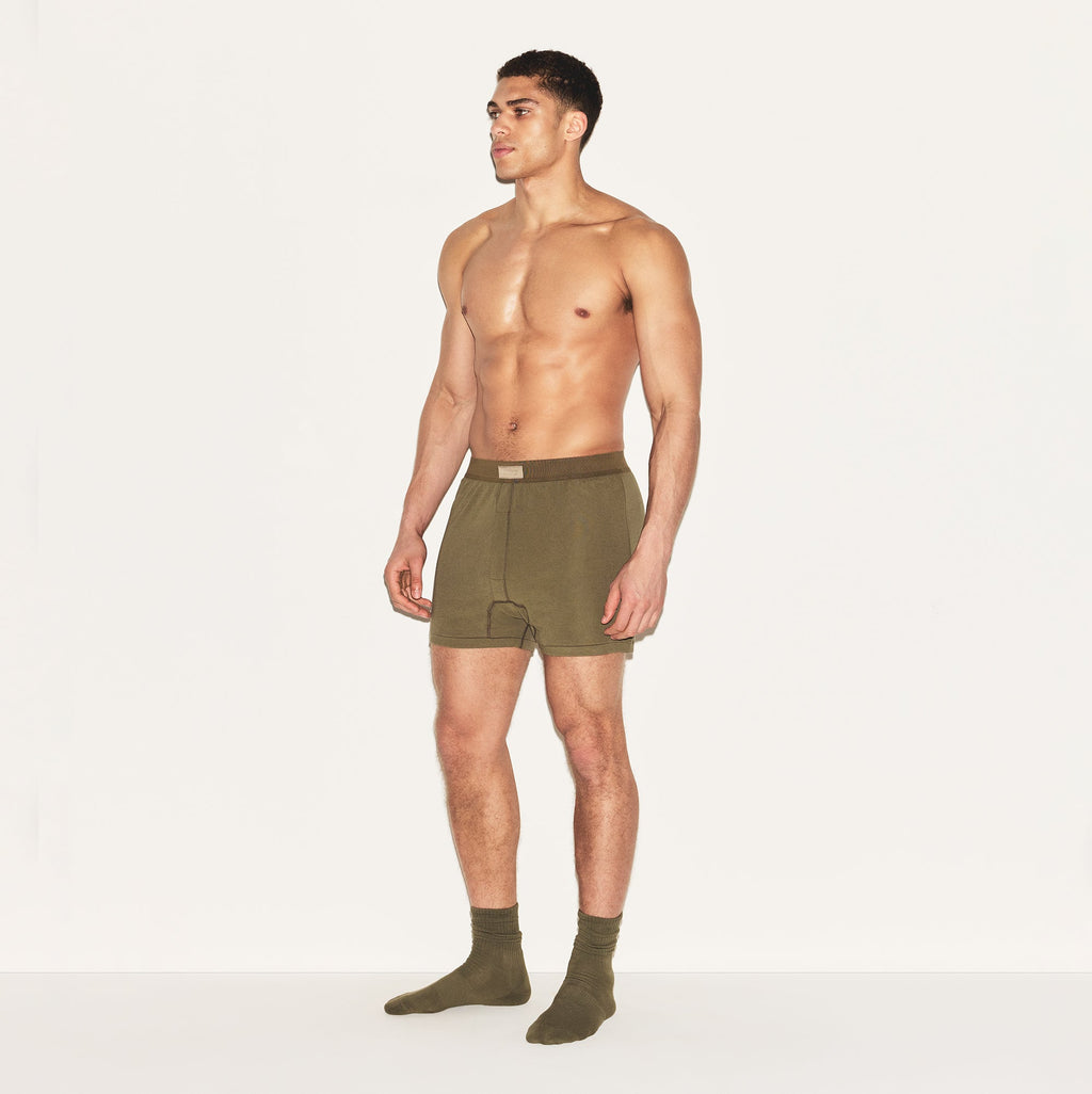 SKIMS COTTON MENS KNIT BOXER 3-PACK | ARMY MULTI