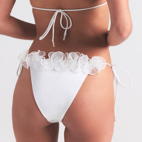 BRIDAL SWIM RUFFLE DIPPED TIE BIKINI BOTTOM | SNOW