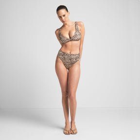 SIGNATURE SWIM HIGH-WAISTED BIKINI BOTTOM | CHAMPAGNE LEOPARD PRINT