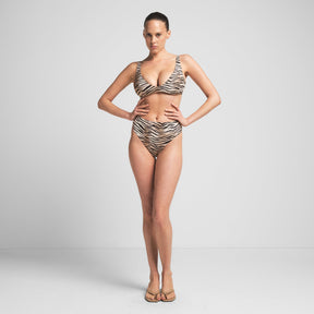 SIGNATURE SWIM HIGH-WAISTED BIKINI BOTTOM | CHAMPAGNE TIGER PRINT