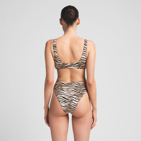 SIGNATURE SWIM HIGH-WAISTED BIKINI BOTTOM | CHAMPAGNE TIGER PRINT