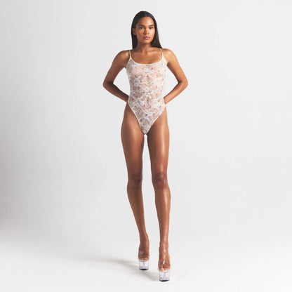 Stretch Lace Scoop Neck Bodysuit