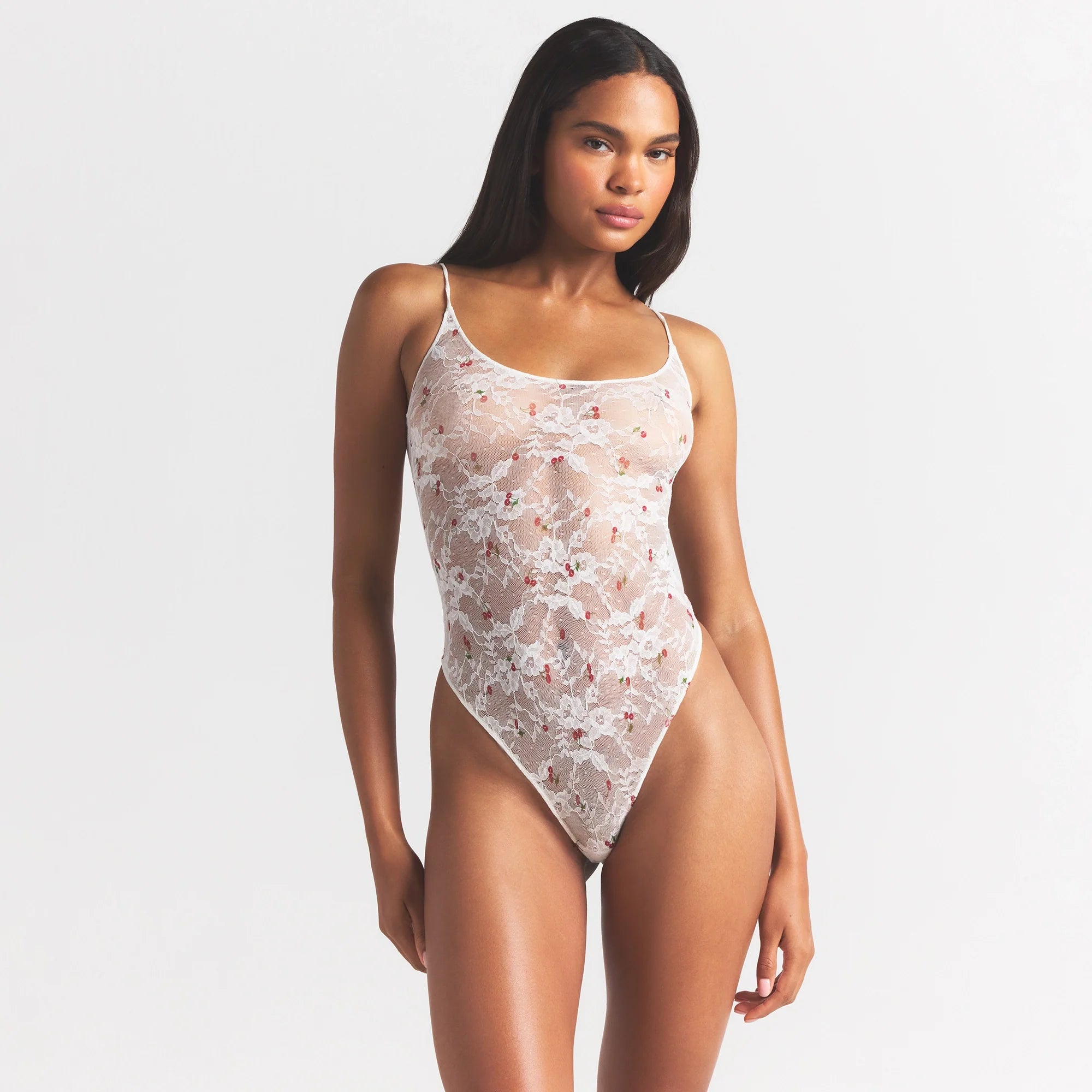 Stretch Lace Scoop Neck Bodysuit