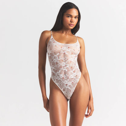Stretch Lace Scoop Neck Bodysuit