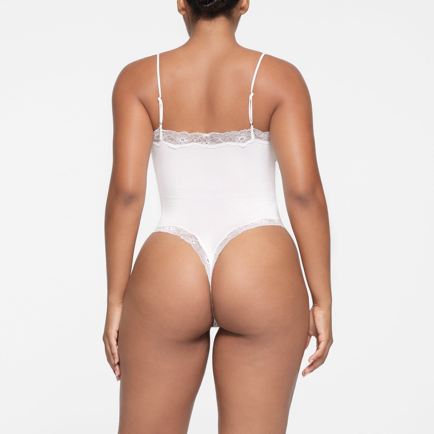 COTTON LACE CAMI BODYSUIT | MARBLE