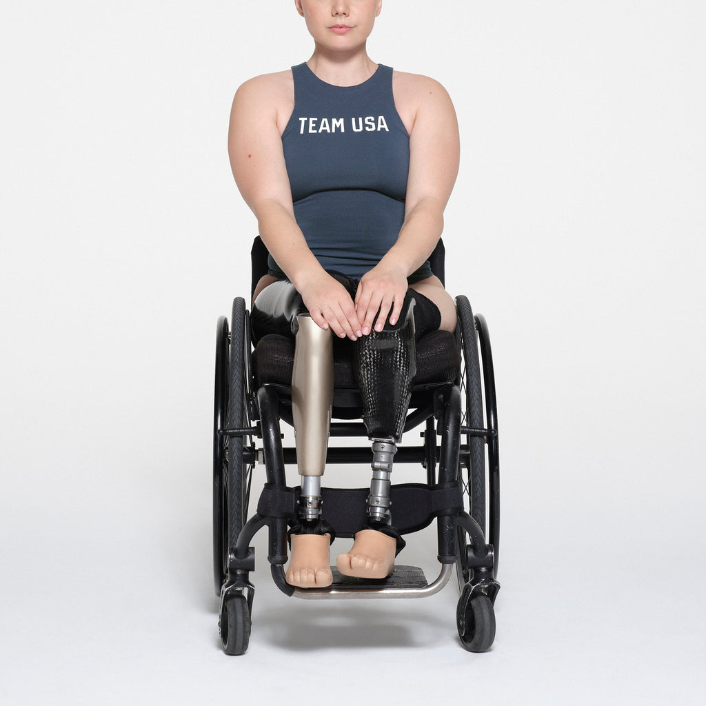 SKIMS FOR TEAM USA COTTON JERSEY PARALYMPIC HIGH NECK BODYSUIT | NAVY