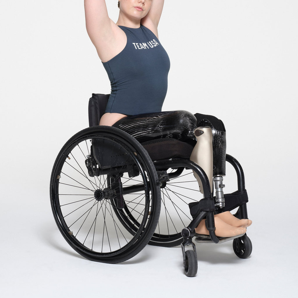 SKIMS FOR TEAM USA COTTON JERSEY PARALYMPIC HIGH NECK BODYSUIT | NAVY