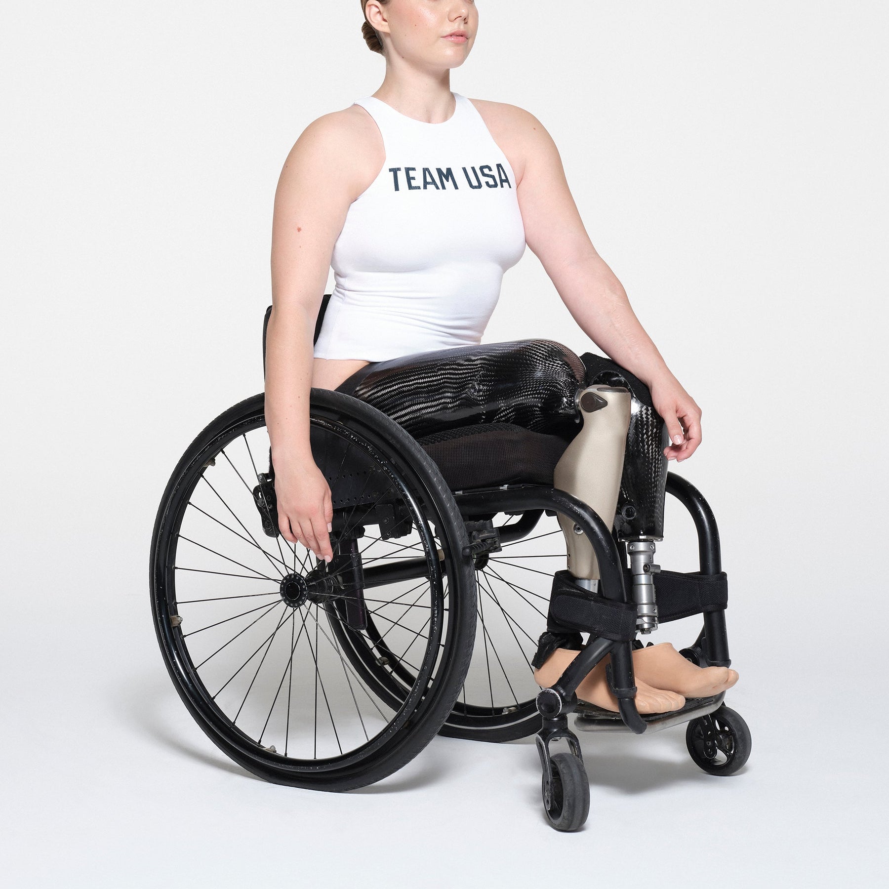 SKIMS FOR TEAM USA COTTON JERSEY PARALYMPIC HIGH NECK BODYSUIT | WHITE