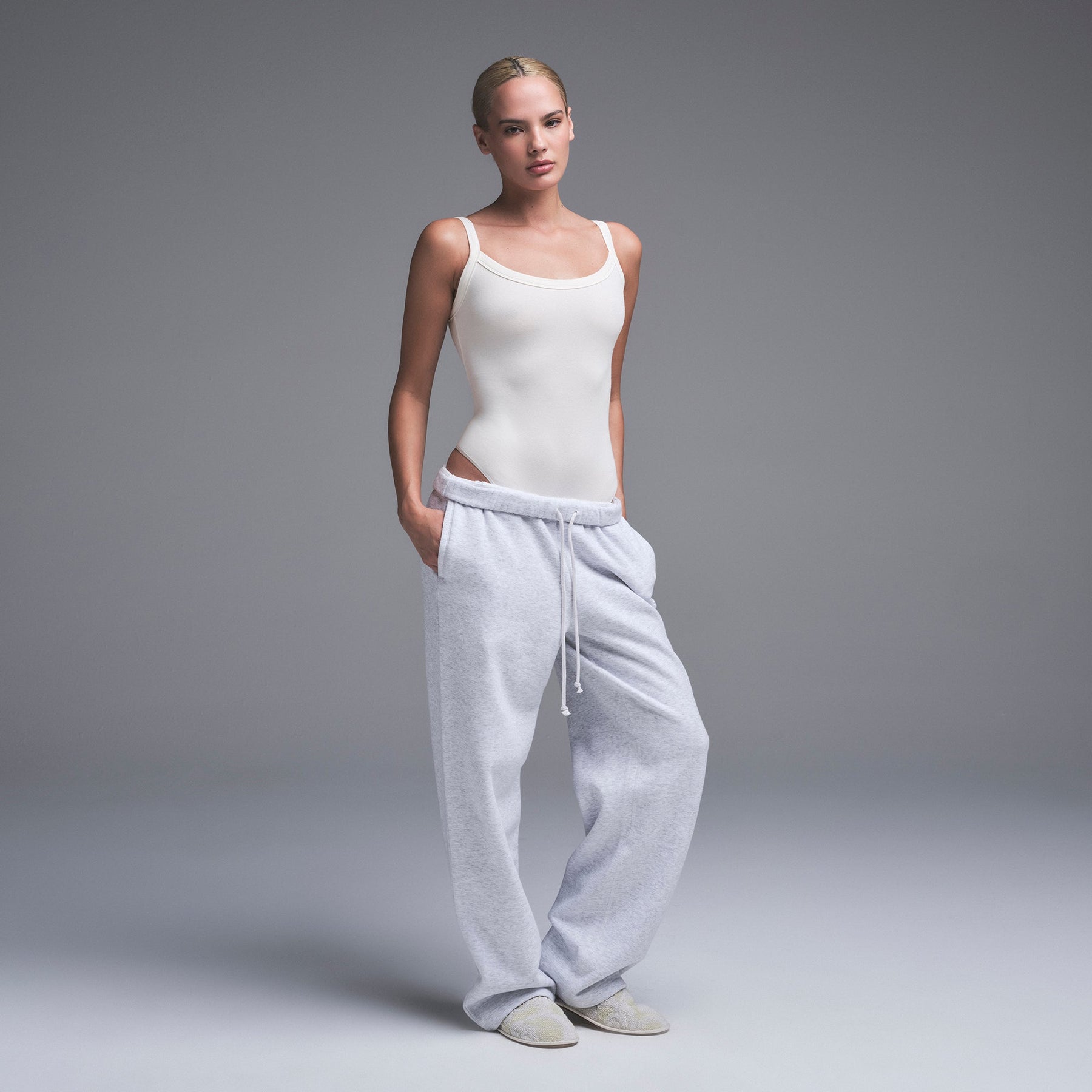 COTTON JERSEY SCOOP NECK BODYSUIT | MARBLE