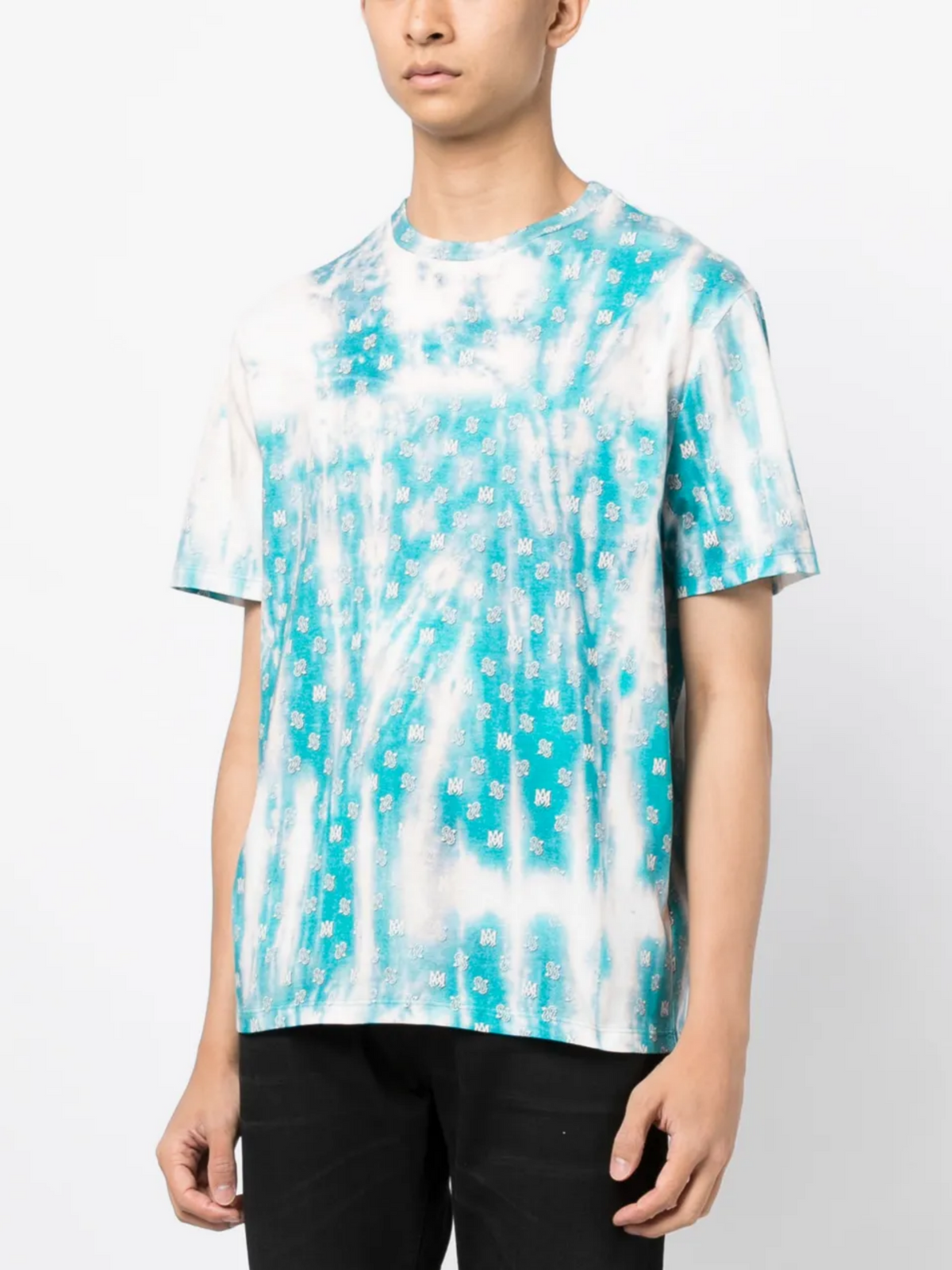 AMIRI BANDANA BLEACH TEE TEAL