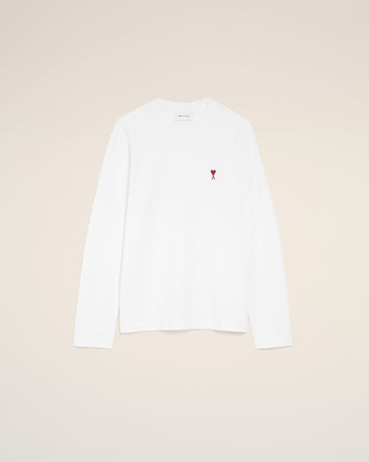 White Cotton longsleeves t-shirt with Ami De Coeur