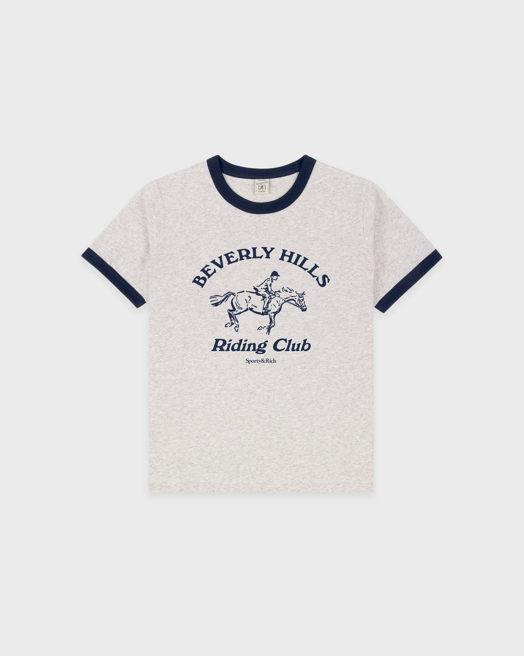 BH Riding Club Ringer Tee - Heather Gray/Dark Navy