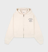 Beverly Hills Riding Club Soft Cropped Zip Hoodie - Cream/Navy