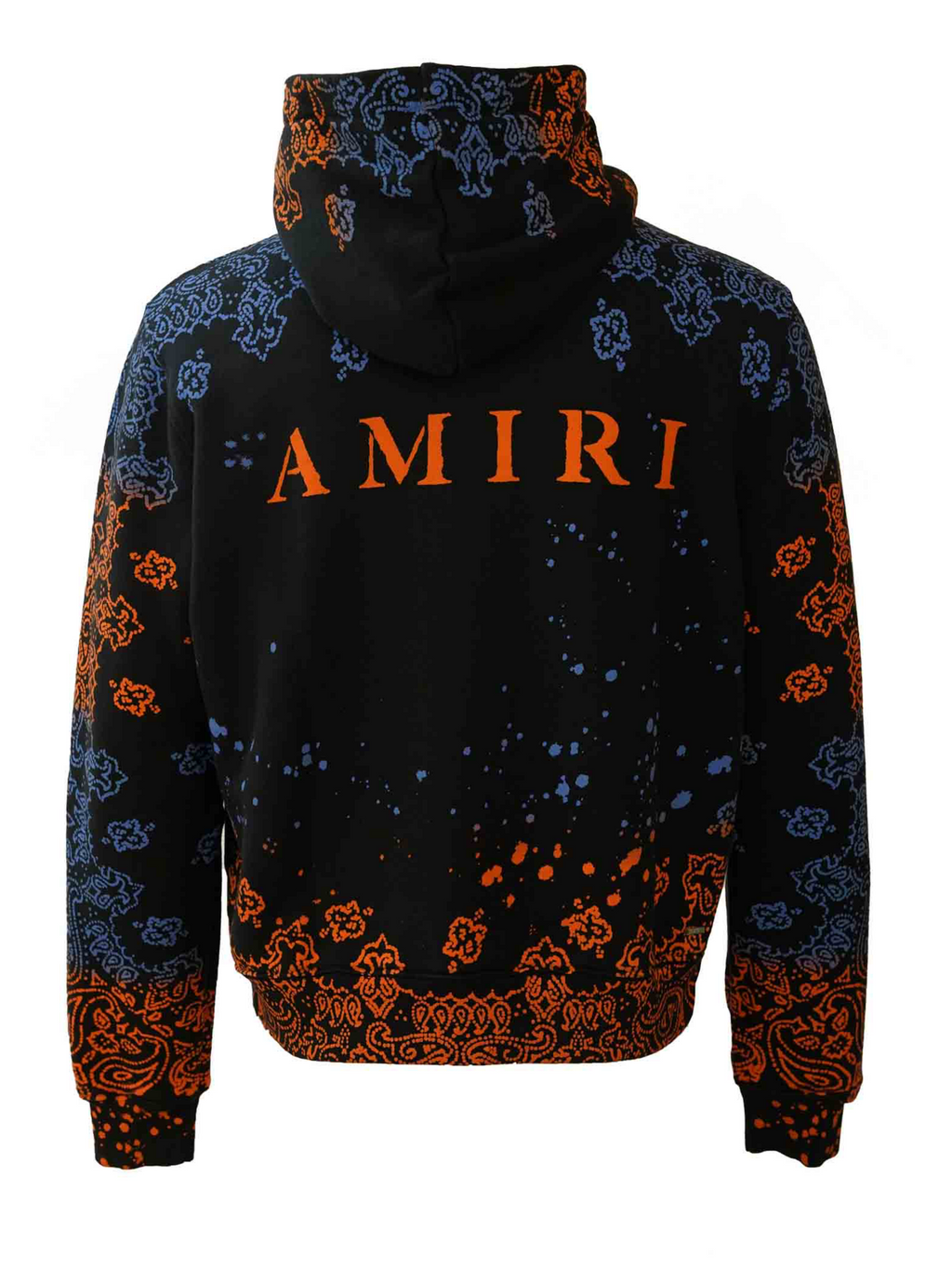 AMIRI BANDANA BLEACH HOODIE BLUE / ORANGE