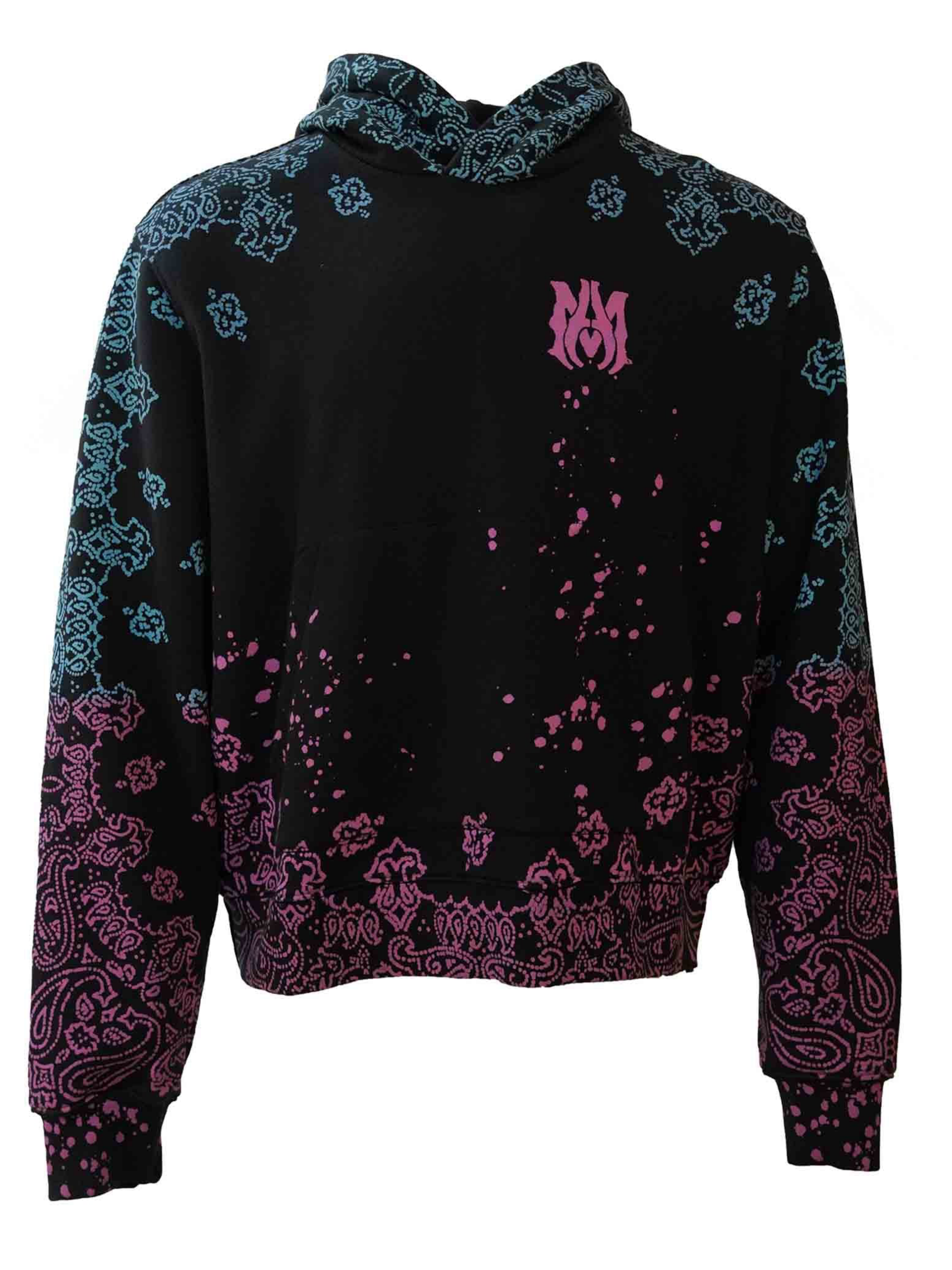 AMIRI BANDANA BLEACH HOODIE PINK / BLUE