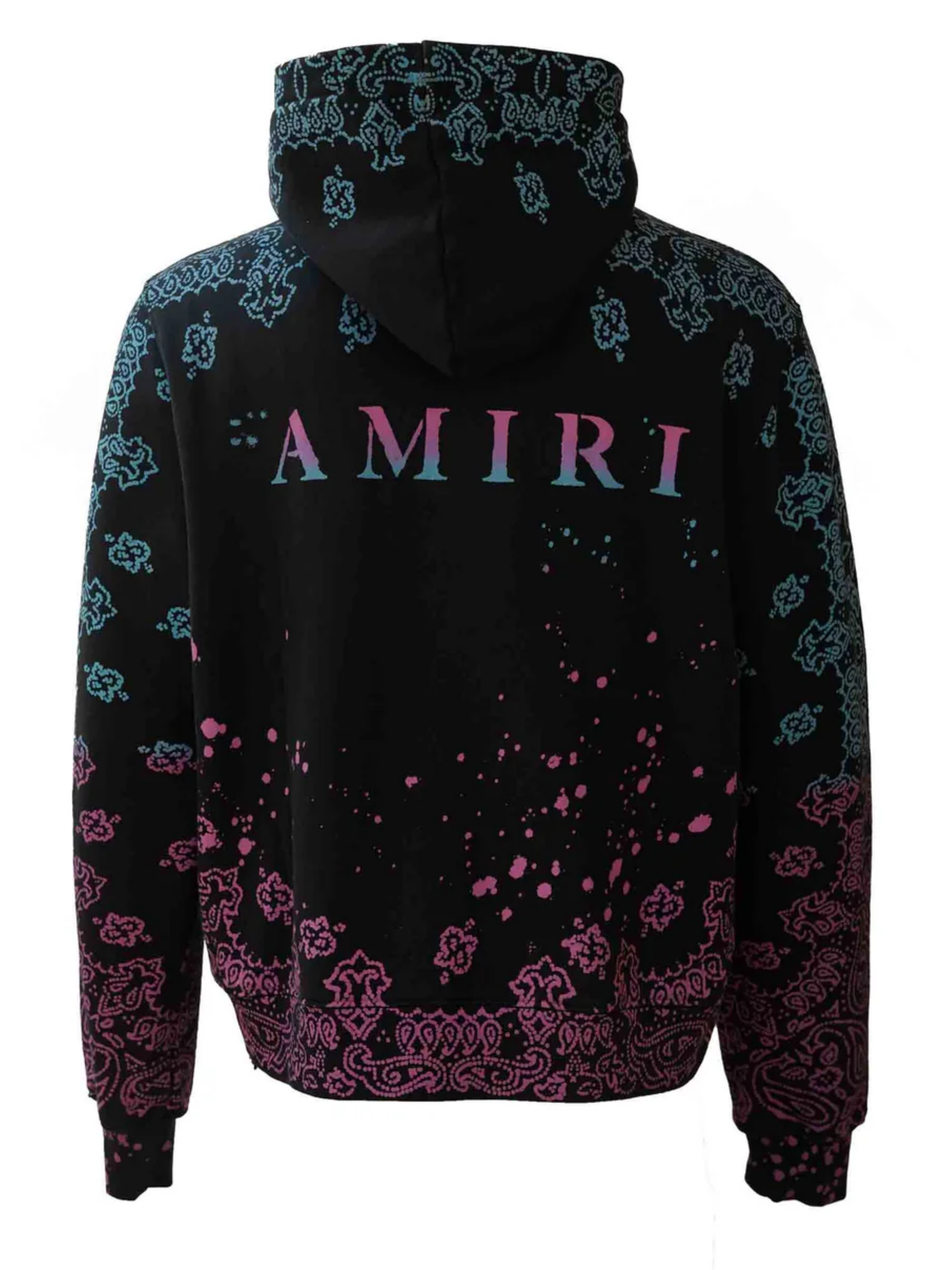 AMIRI BANDANA BLEACH HOODIE PINK / BLUE