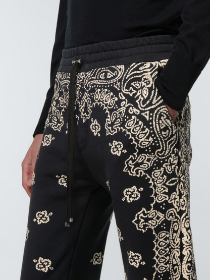 AMIRI BLEACH BANDANA SWEATPANTS BLACK