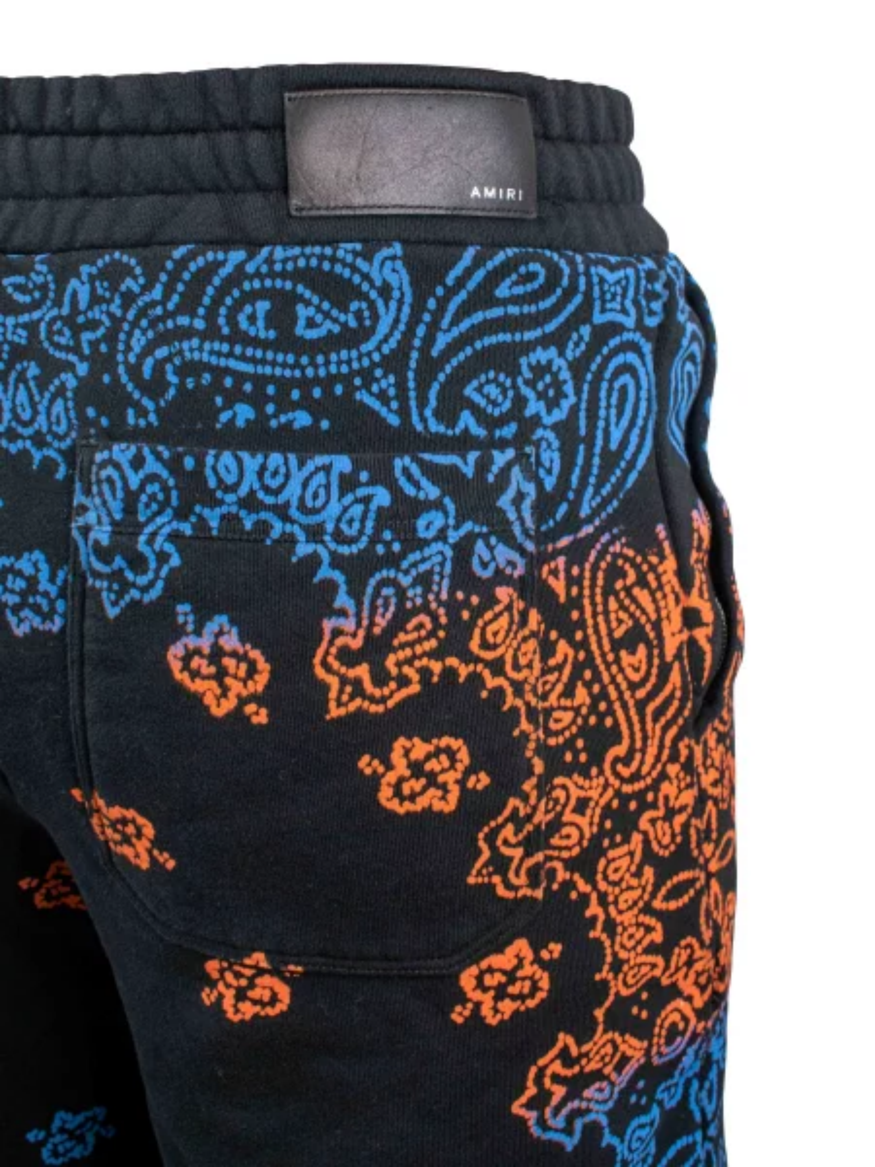 AMIRI BANDANA BLEACH SHORTS BLUE / ORANGE