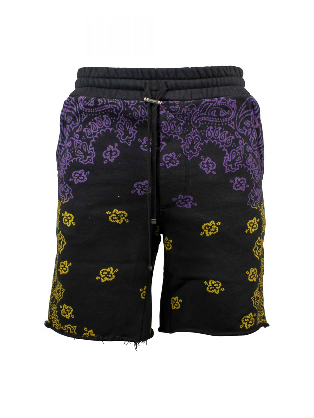 AMIRI BANDANA BLEACH SHORTS PURPLE / YELLOW
