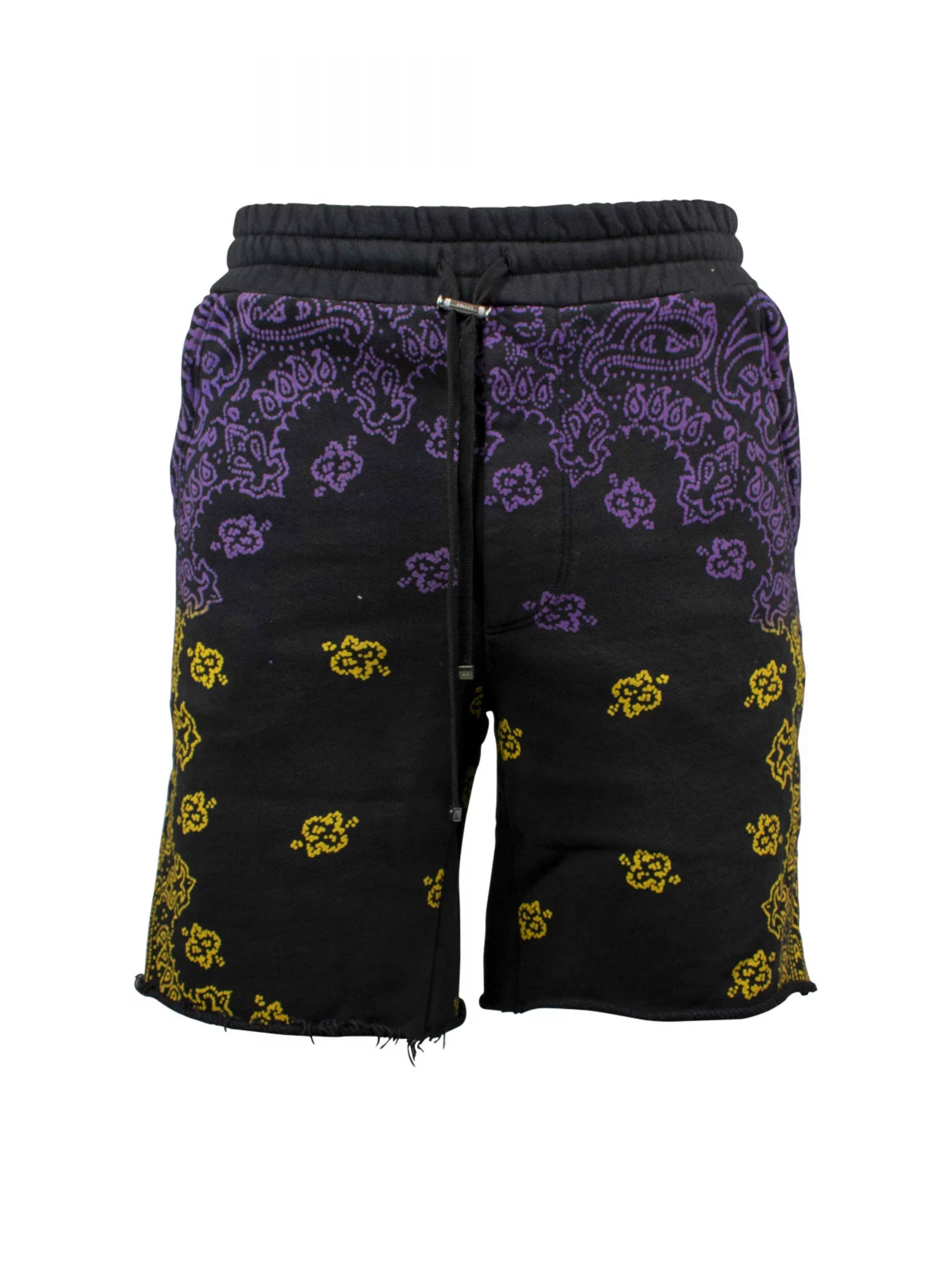 AMIRI BANDANA BLEACH SHORTS PURPLE / YELLOW