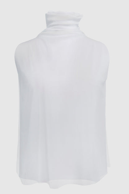 SHEER NET SLEEVELESS TURTLENECK TOP