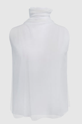 SHEER NET SLEEVELESS TURTLENECK TOP