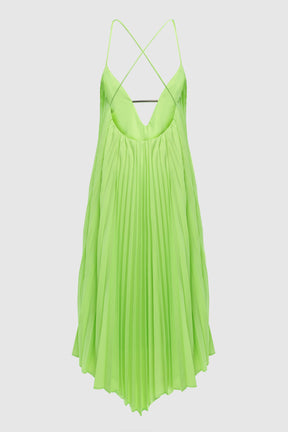 OPEN BACK PLEATED MIDI DRESS