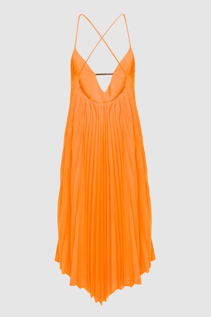 OPEN BACK PLEATED MIDI DRESS