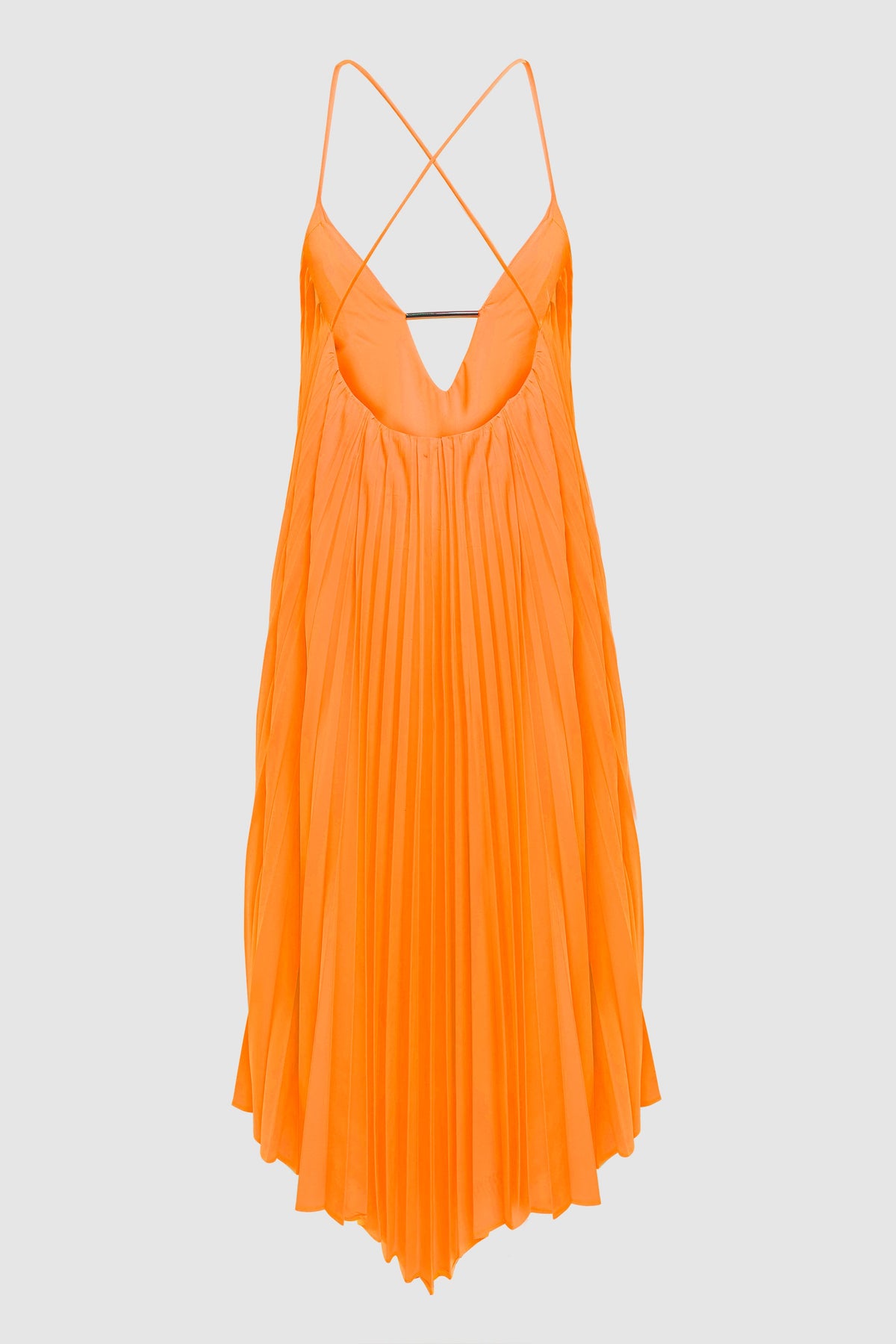 OPEN BACK PLEATED MIDI DRESS