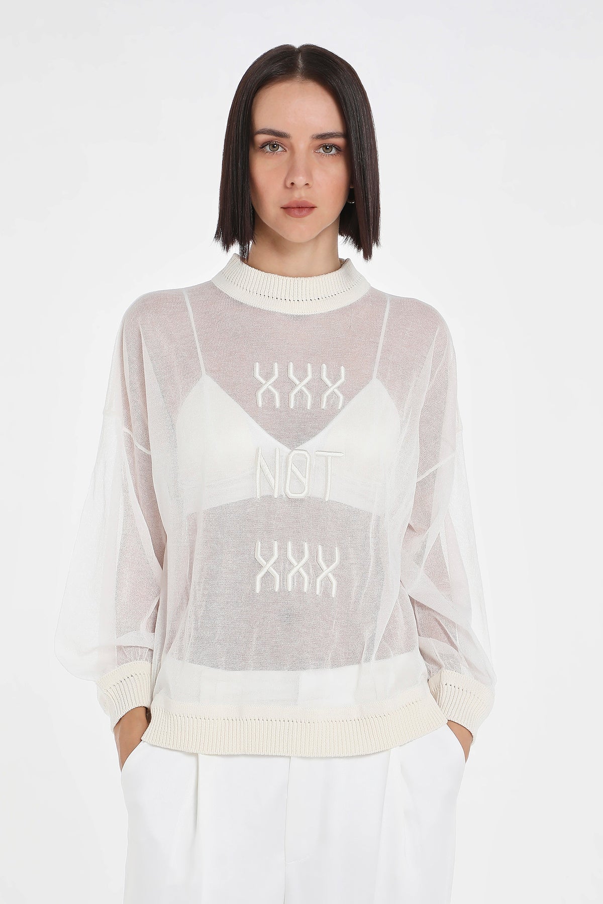 WHAT ARE YOU NOT SHEER KNIT PULLOVER