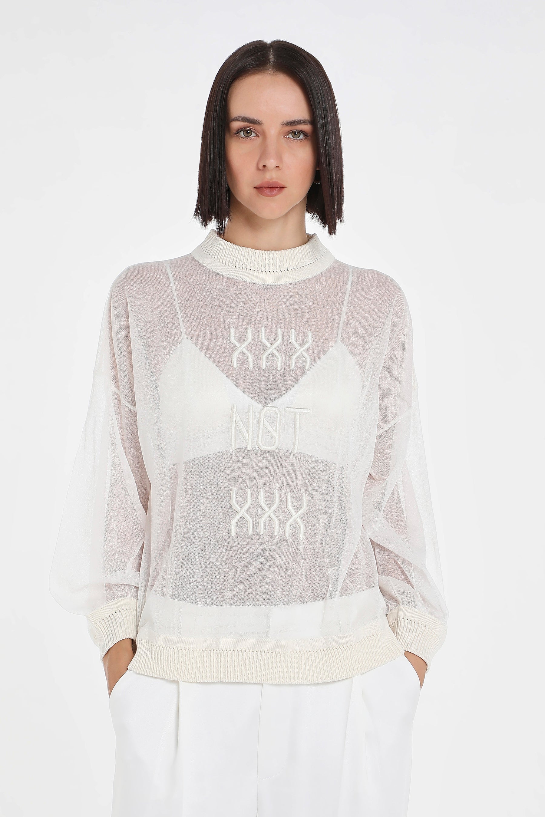 WHAT ARE YOU NOT SHEER KNIT PULLOVER