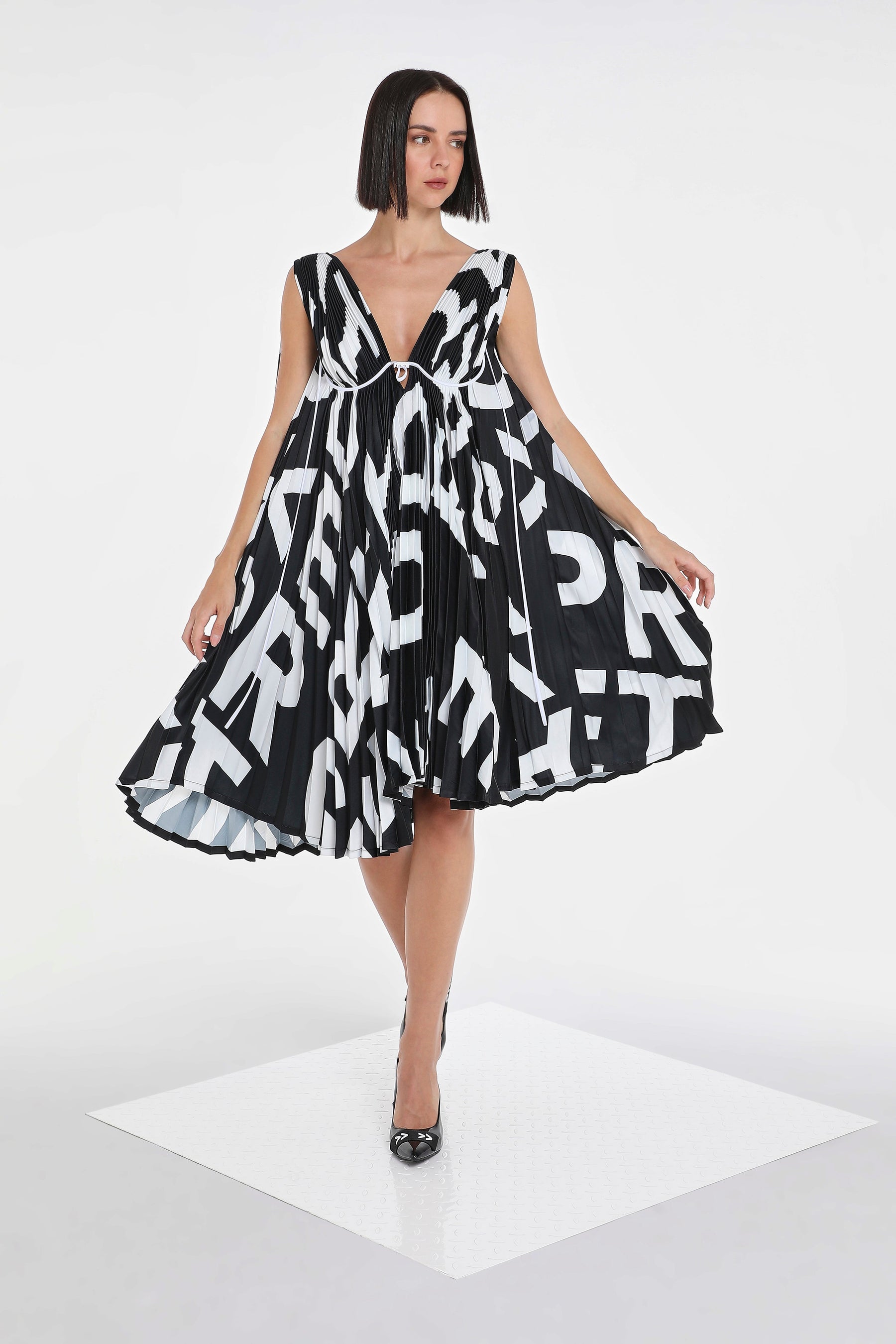 PAG PLEATED DRESS W/ BRA LINES