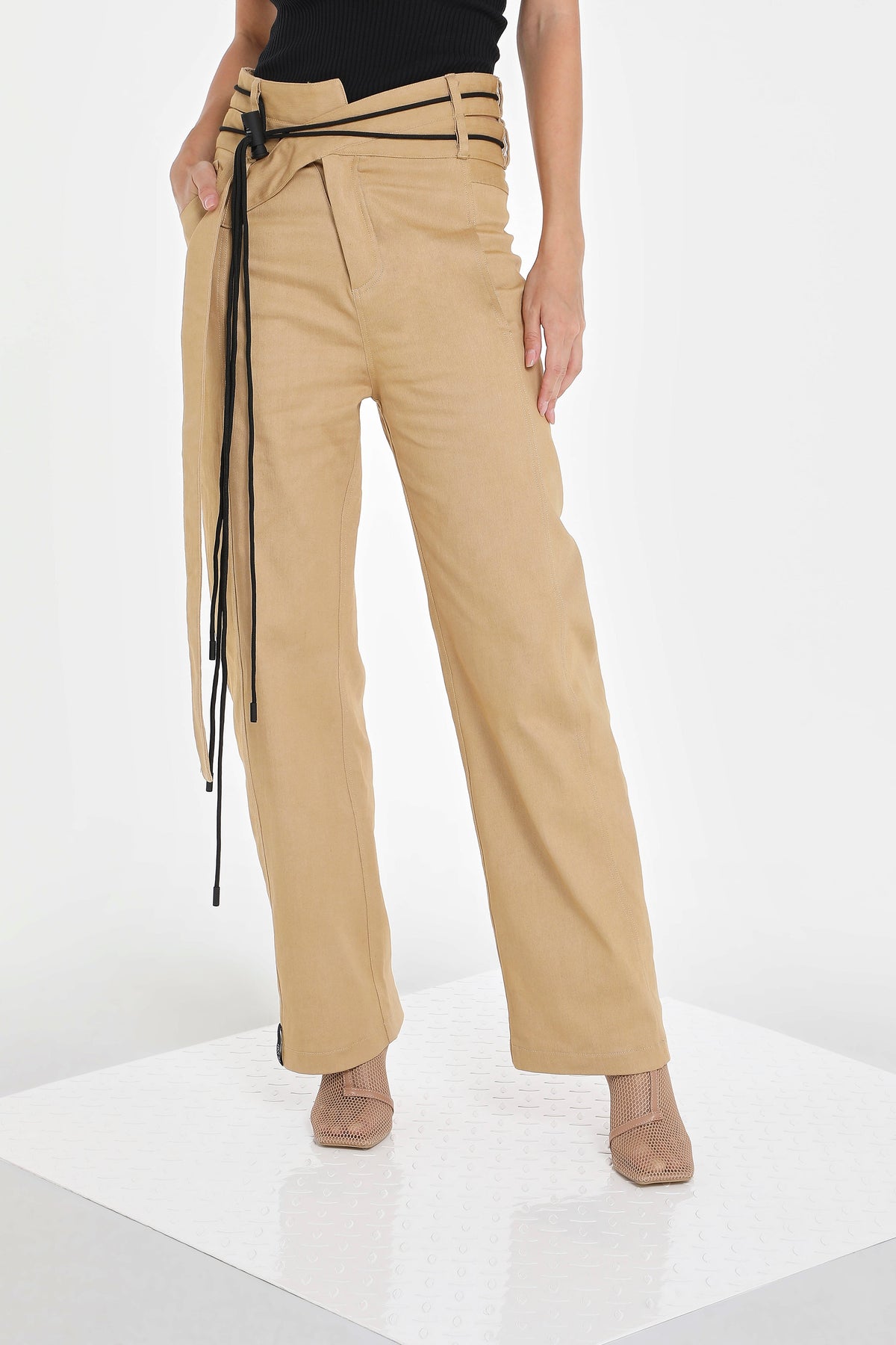 DOUBLE WAIST DENIM PANTS