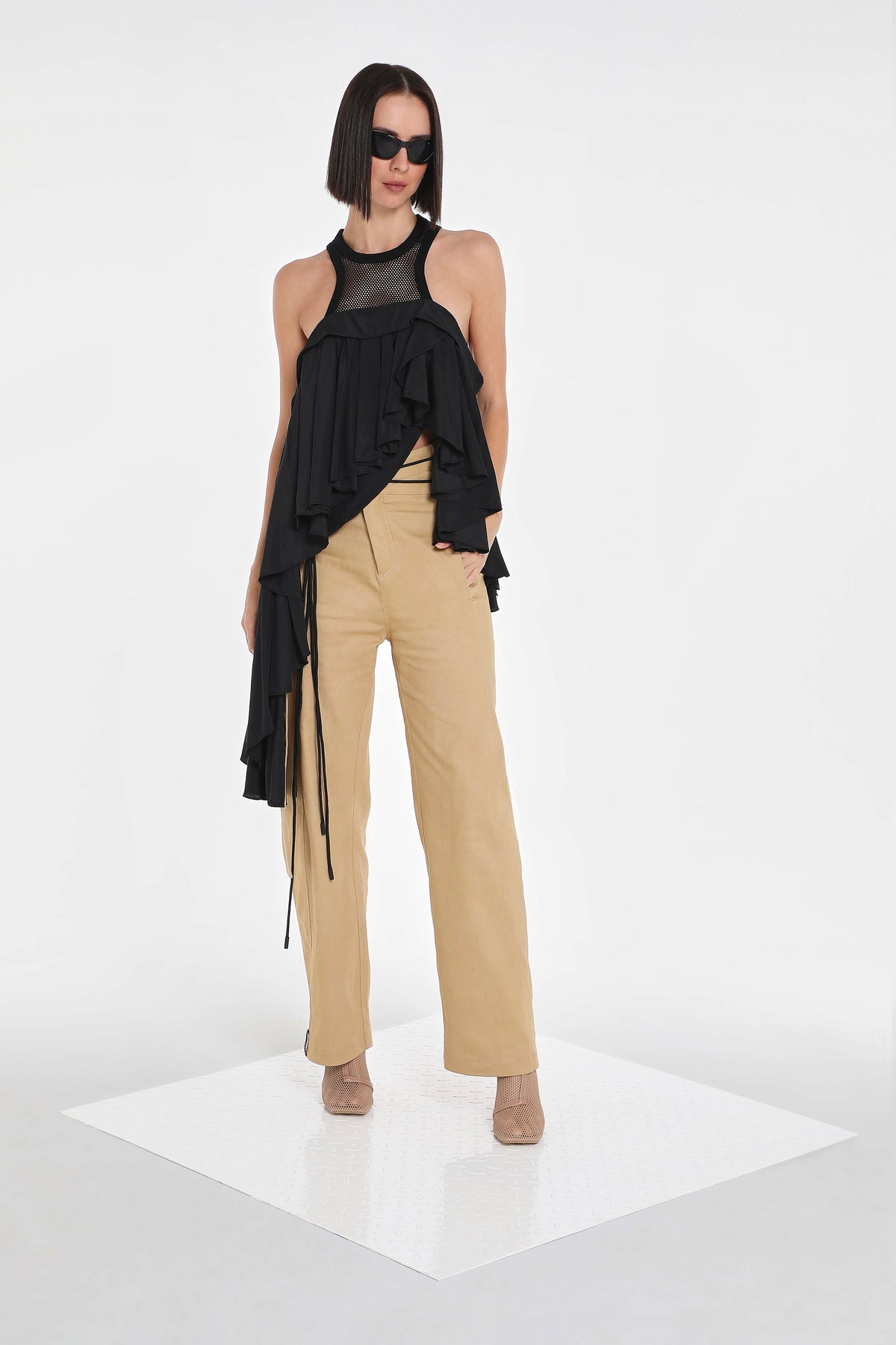 DOUBLE WAIST DENIM PANTS