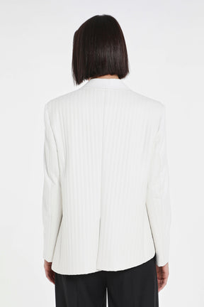 ASYMMETRIC QUILTED VEGAN LEATHER BLAZER