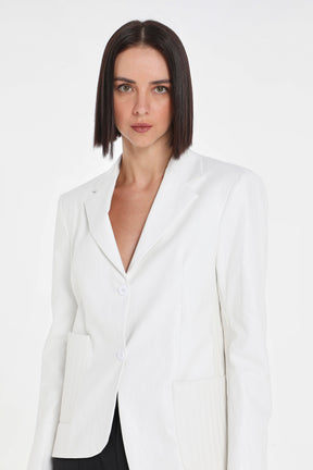 ASYMMETRIC QUILTED VEGAN LEATHER BLAZER