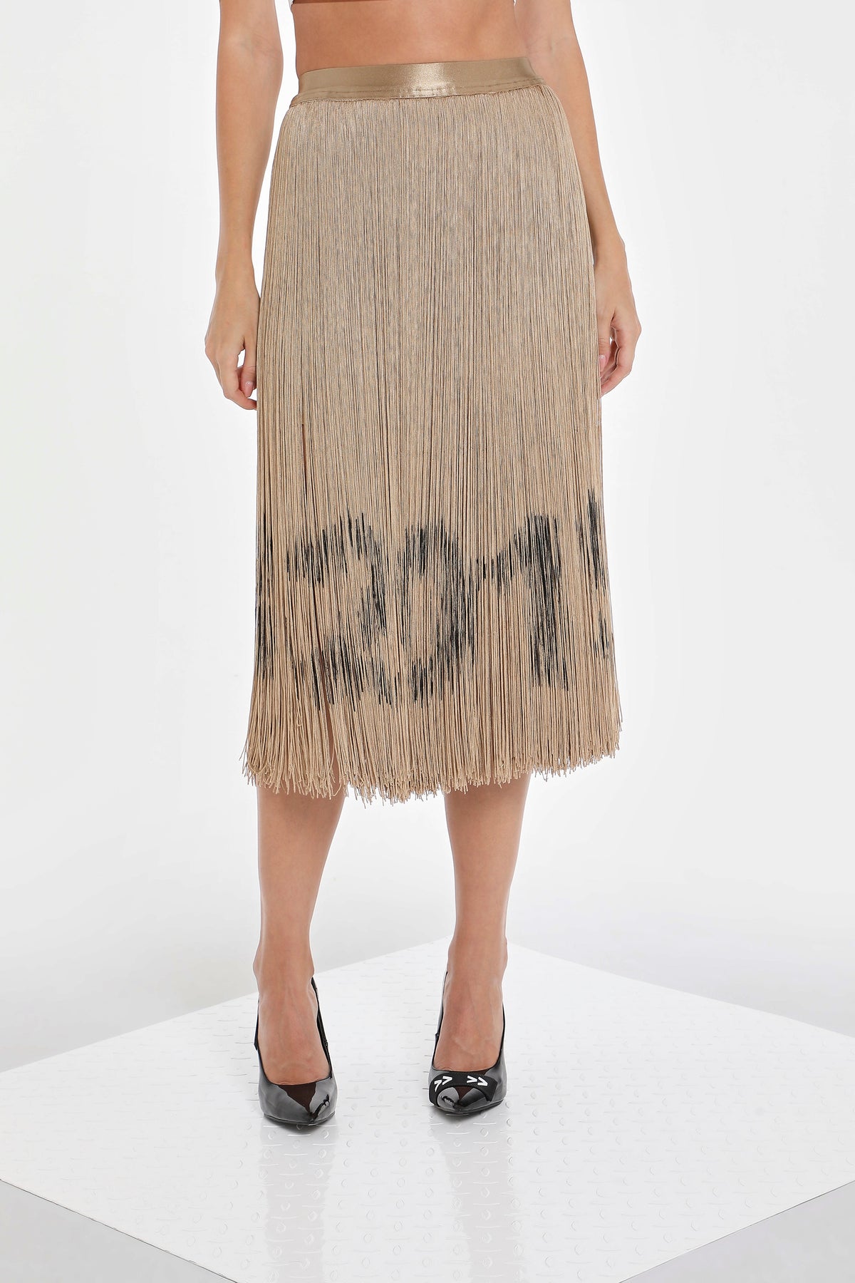 CODE FRINGE MIDI SKIRT