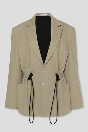 OVERSIZED TWILL BLAZER W/ DRAWSTRING
