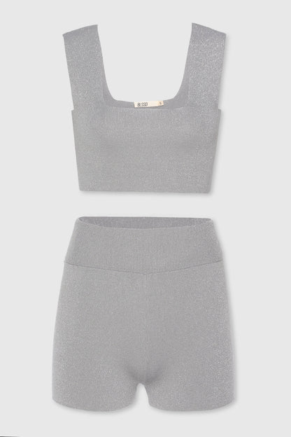 KNIT SQUARE BRALETTE AND BOXER SET