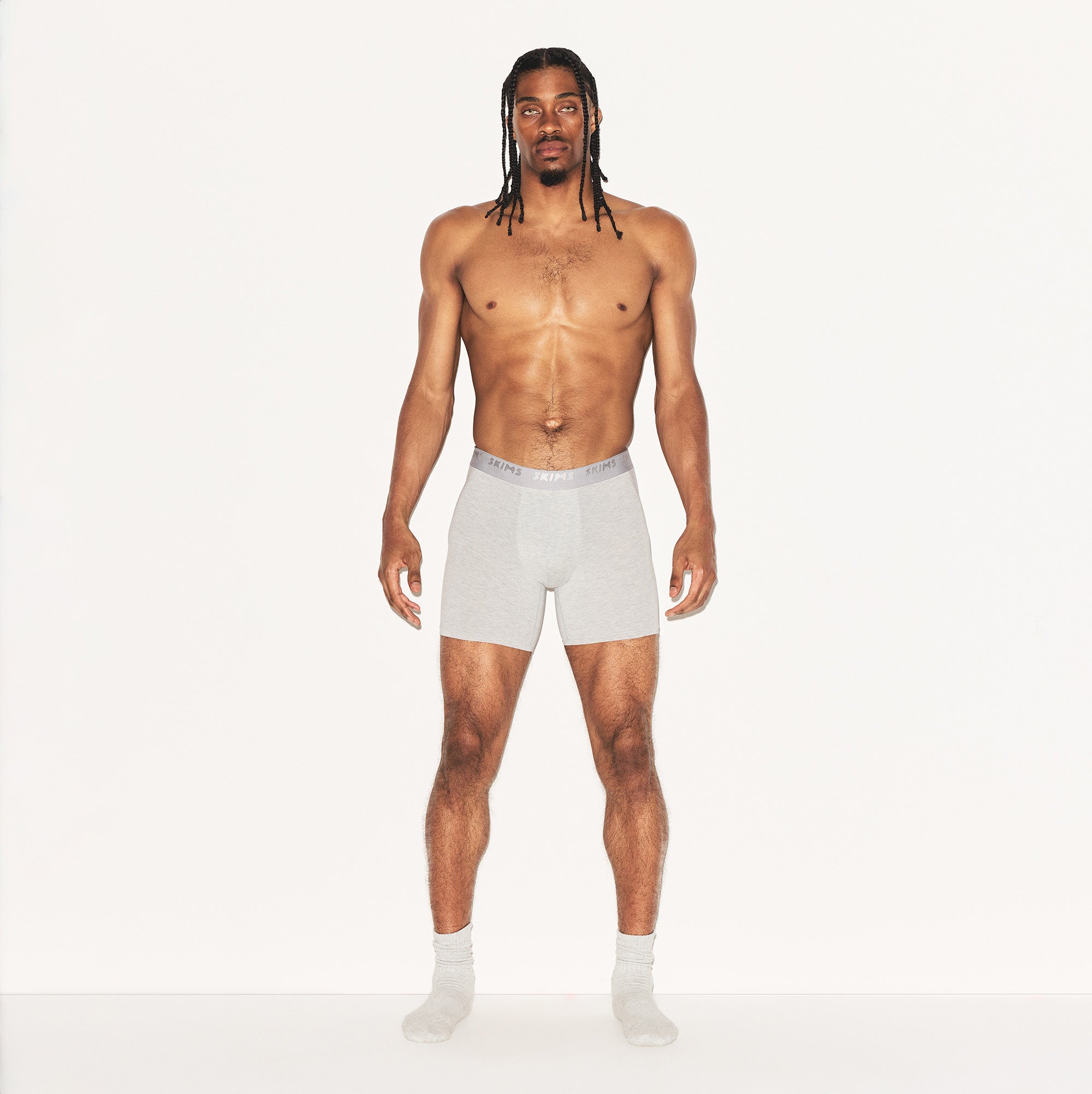 SKIMS STRETCH MENS 5" BOXER BRIEF | LIGHT HEATHER GREY