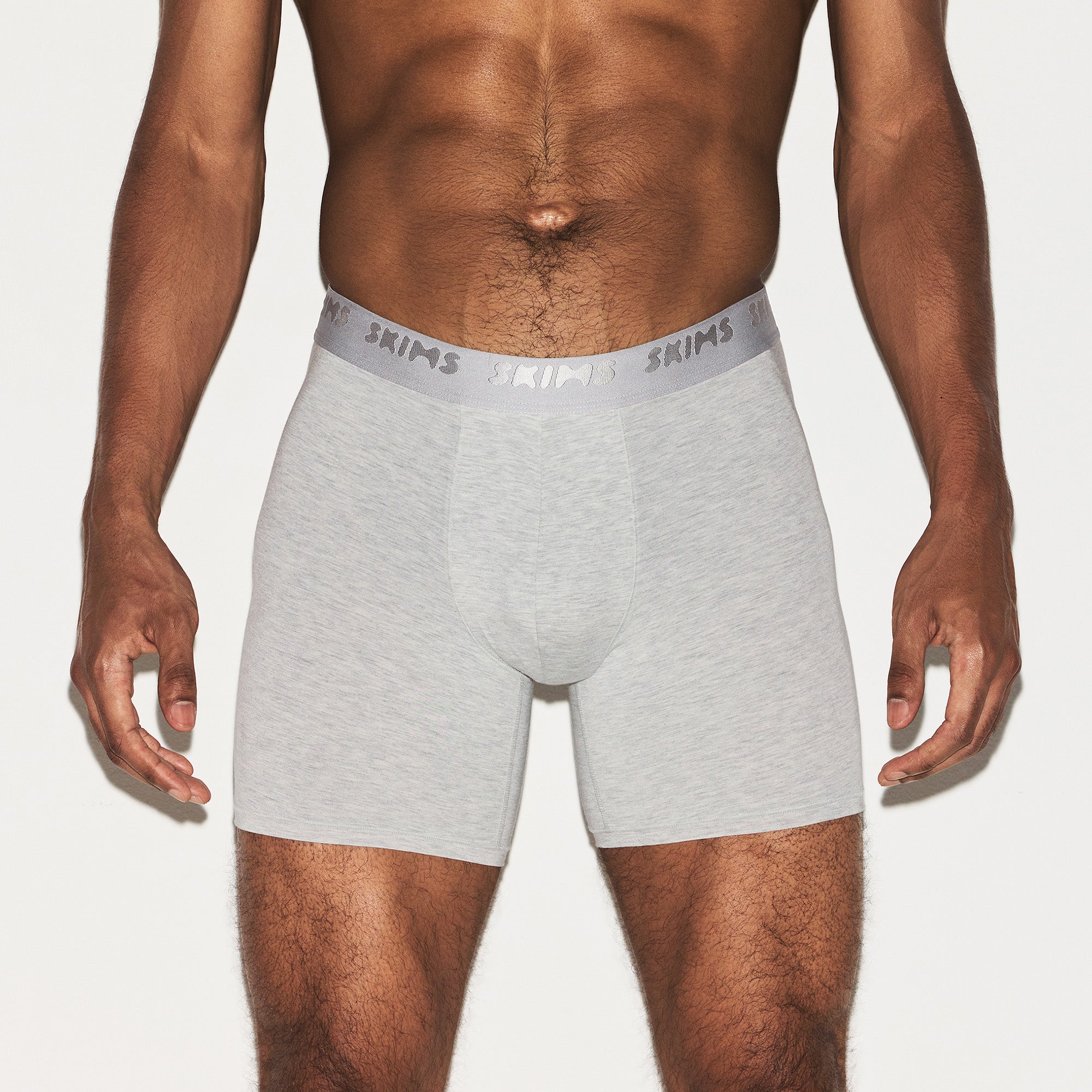 SKIMS STRETCH MENS 5" BOXER BRIEF | LIGHT HEATHER GREY