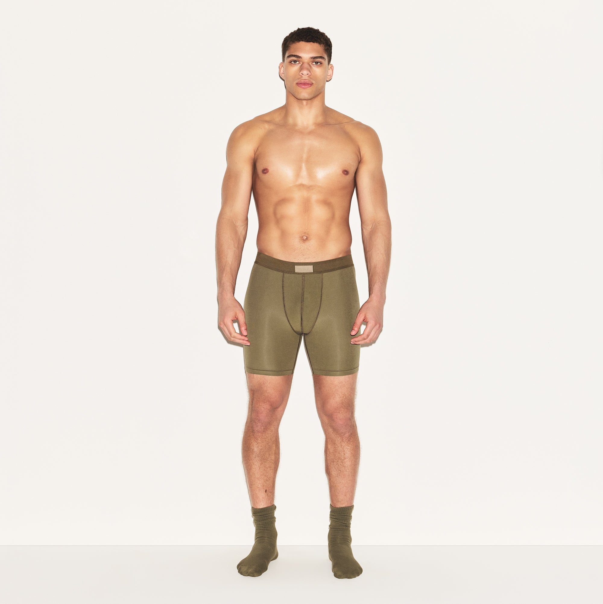 SKIMS COTTON MENS 5" BOXER BRIEF | ARMY