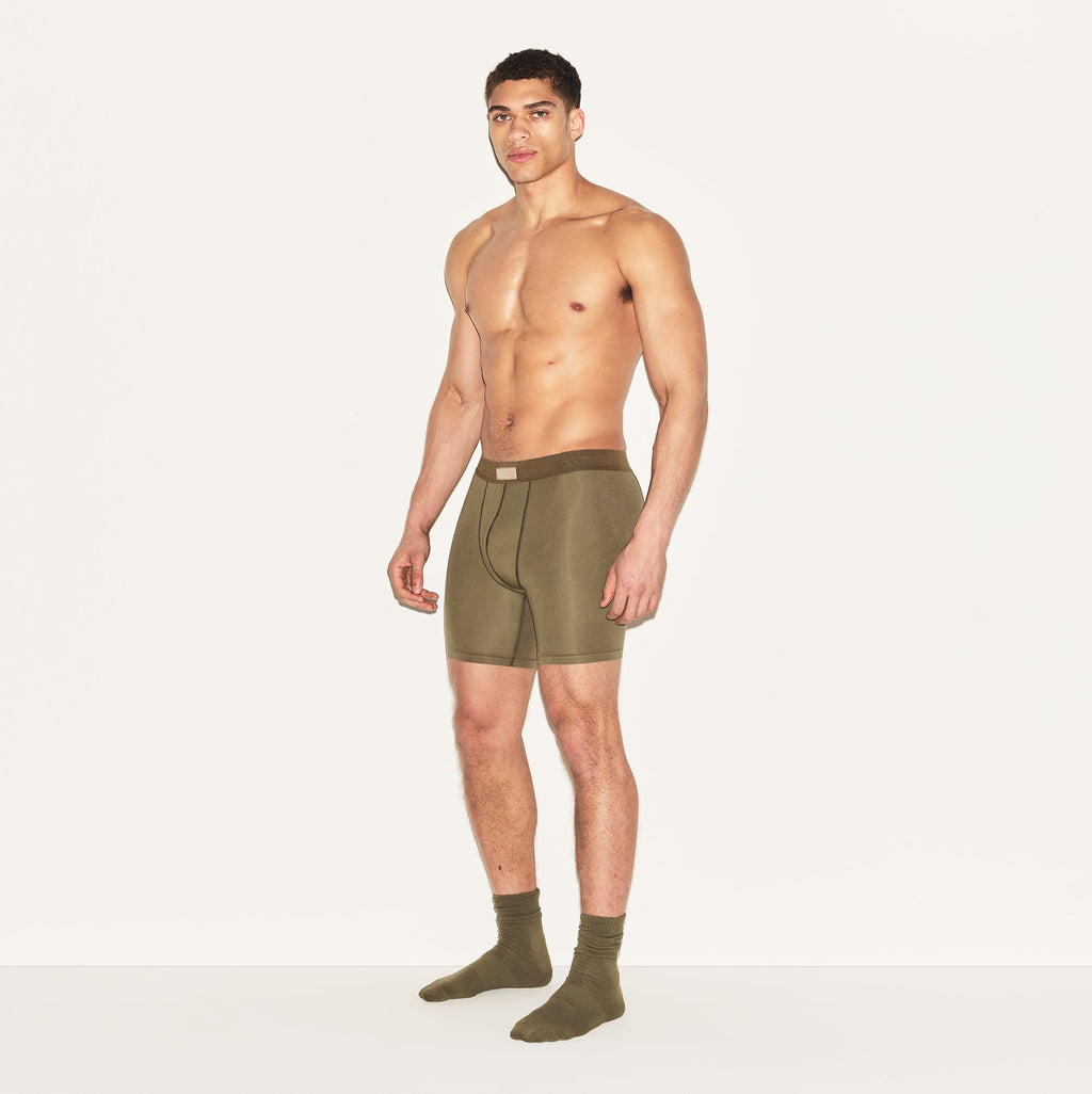 SKIMS COTTON MENS 5" BOXER BRIEF | ARMY